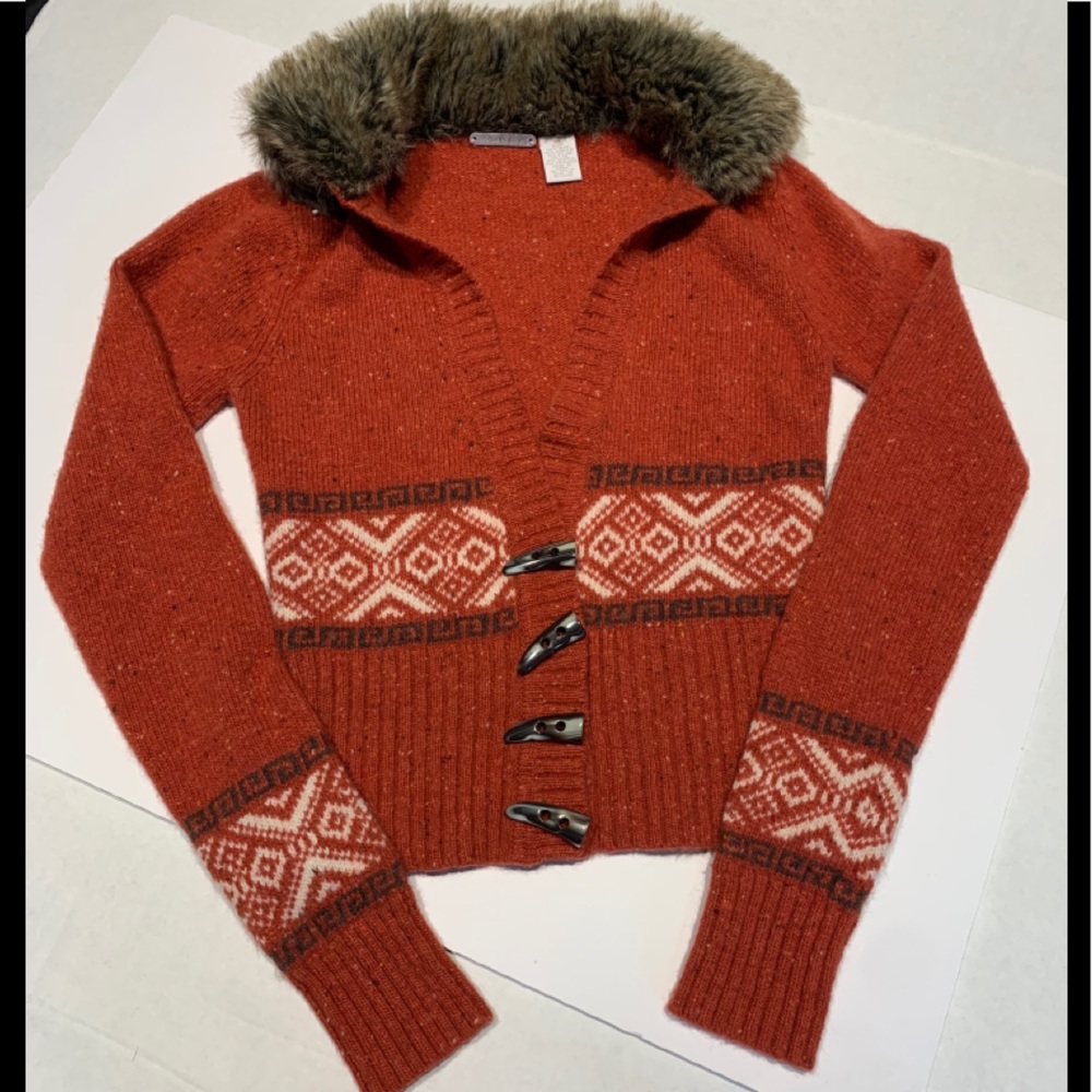 Pandemonium faux fur trimmed cardigan - M